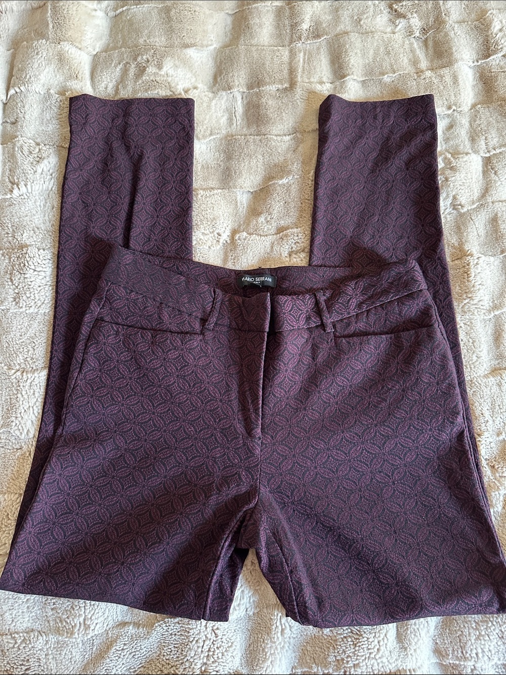 Mario Serrani Plum Textured Patterned Dress Pants - Size 6